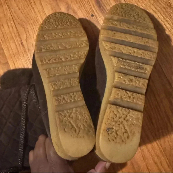 Marc Jacobs Brown Quilted Suede Fur Knee High Wedge Heel Winter Boots 36 US 6 - Picture 4 of 5